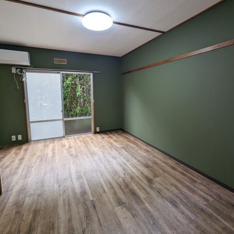 インテリアが映える植物カラーのお部屋｜新規クロス、床貼替｜西荻リノベブログ
